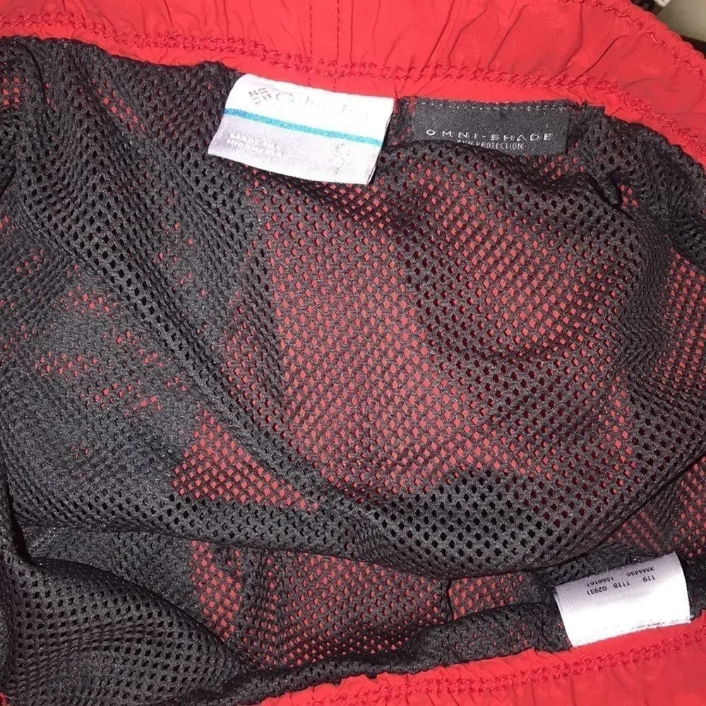 Columbia Men's Omni-Shade Belted Plastic Buckle High Rise Red Swim Shorts 8 / L‎